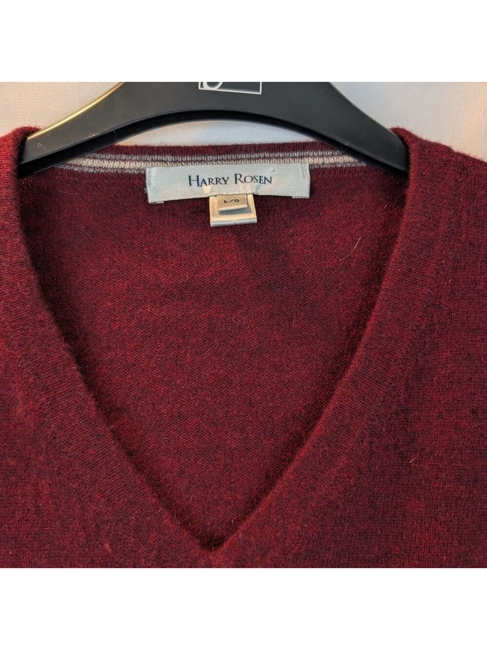 Harry Rosen Cashmere V-Neck Sweater Size L In VGUC - Picture 3 of 10